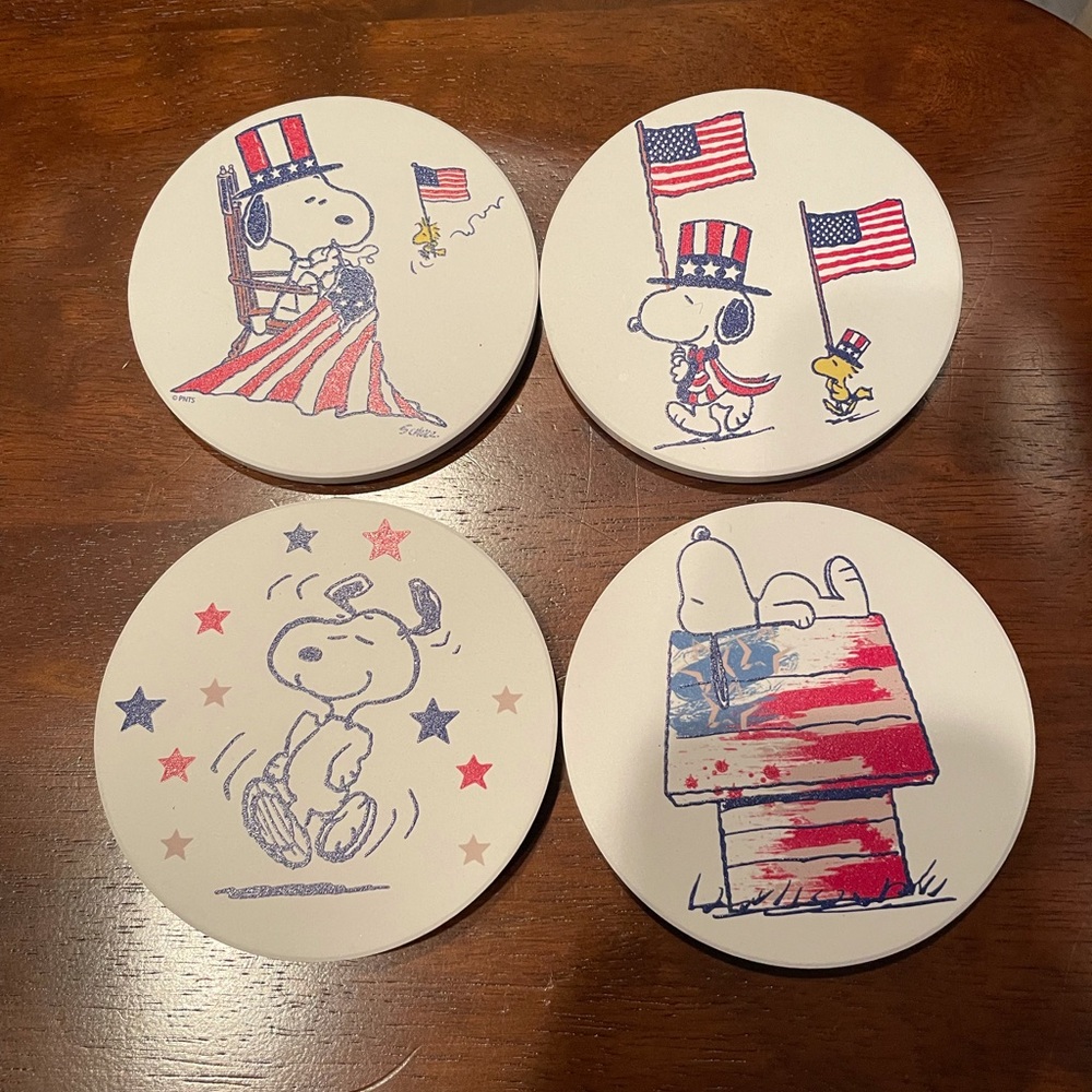 Peanuts snoopy patriotic set 4 coasters
